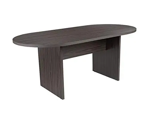 Flash Furniture Jones 6‘ Oval Multipurpose Conference Table, Business Meeting Table for Office and Conference Rooms, Rustic Gray