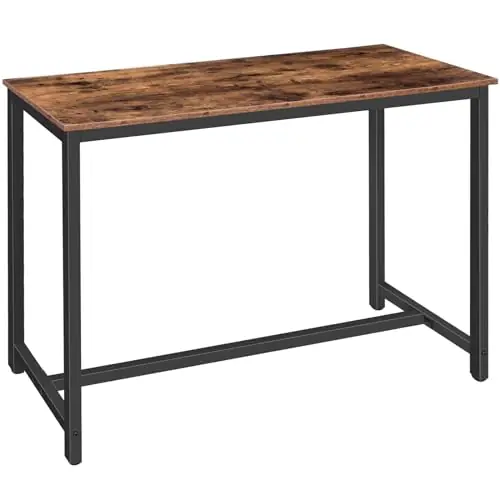 Bar Table, Rectangular Pub Table, 47.2” Counter Height Bar Table, Rustic Brown