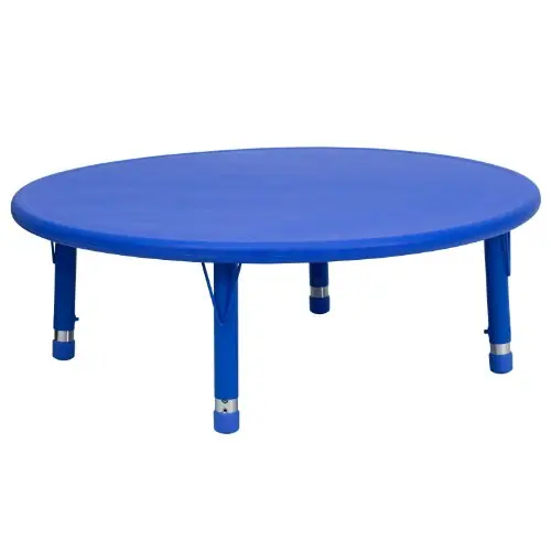 Flash Furniture Wren 45‘‘ Round Blue Plastic Height Adjustable Activity Table