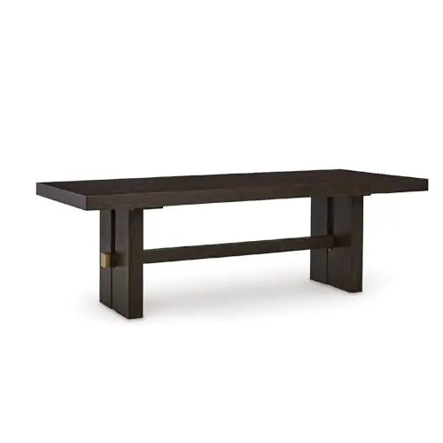 Signature Design by Ashley Burkhaus Rectangle Dining Room Extension Table, Removable Center Leaf, Seats up to 8, Wood, 40" W x 90" D x 30.25" H, Dark Brown