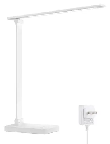 Lepro LED Desk Lamp, Metal Desk Light 9.5W 800lm, Forbes Vetted Best Task Lamp, 5 Color Modes 5 Brightness Level, White