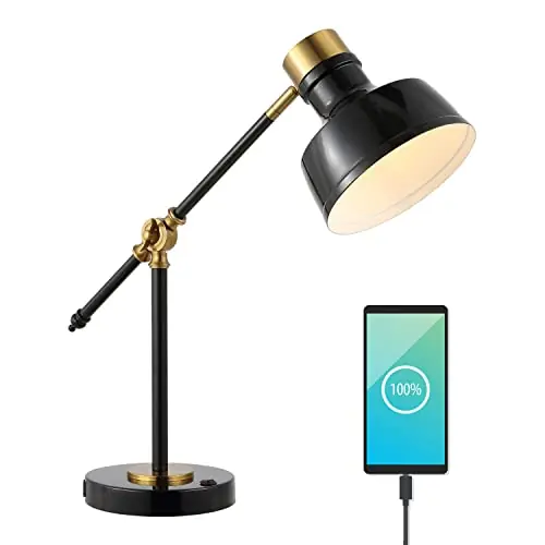 JONATHAN Y JYL7124A Allegra 18.5" Adjustable Cantilever LED Task Lamp, USB Charging Port, Classic, Coastal, Industrial, Farmhouse