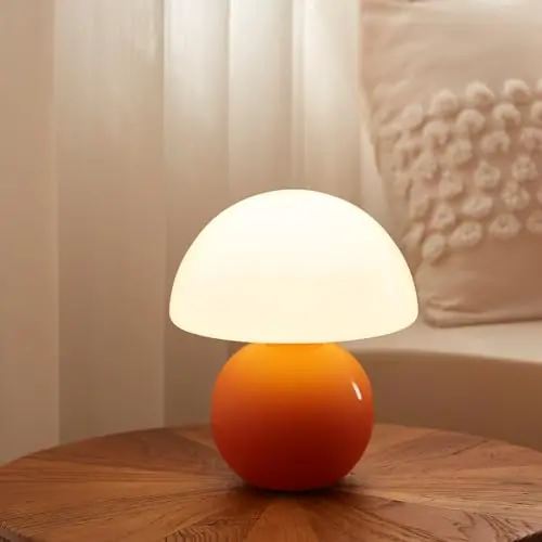 Mushroom Lamp Table Lamp for Bedroom, Desk Bedside Small Lamps for Living Room Night Stands (Orange)