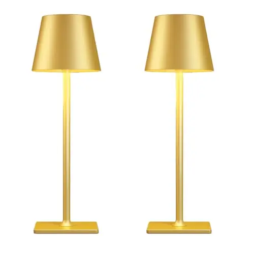 Yogaret 2 Pack Gold Rechargeable Table Lamps, Cordless Lamp with 6000mAh Battery Operated, Wireless Lamp for Restaurant