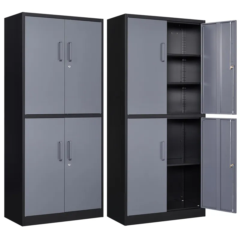 Letaya Metal Storage Cabinets with Lock Door and Shelves, Steel Garage Tool Cabinets for Home,Office, Warehouse,Lockers(71"-Black Gray)