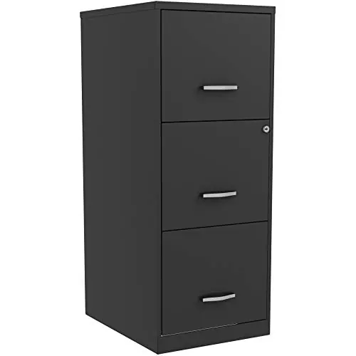 Lorell NuSparc 3 Drawer Locking Filing Cabinet Pre-Assembled Steel Construction Space-Saving Design