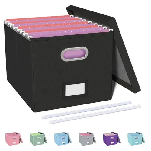 Oterri File Organizer, File Box, File Cabinet for Letter File Folder Storage, Hanging File Organizer for Office/Deco