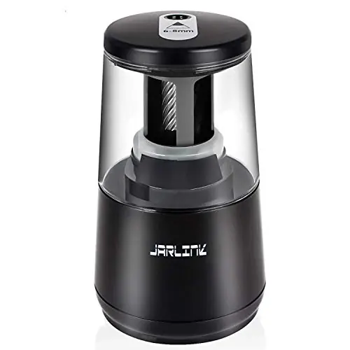 JARLINK Electric Pencil Sharpener, Heavy-Duty Helical Blade to Fast Sharpen, Auto Stop for No.2/Colored Pencils(6-8mm) (Black)