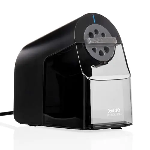 X-ACTO Pencil Sharpener, School Pro Electric Pencil Sharpener, With Six Size Dial, XL Shavings Bin, Black, 1 Count - Heavy Duty
