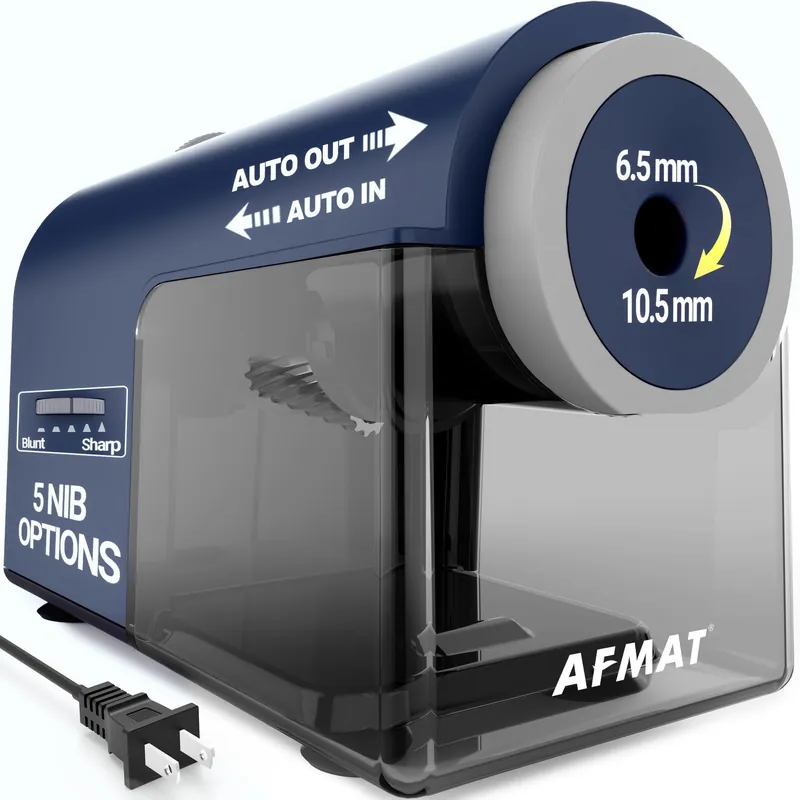 AFMAT Electric Pencil Sharpener, Fully Automatic Pencil Sharpener for 6.5-10.5mm No.2/Jumbo/Colored Pencils, Auto in & Out, PSC5(Blue)