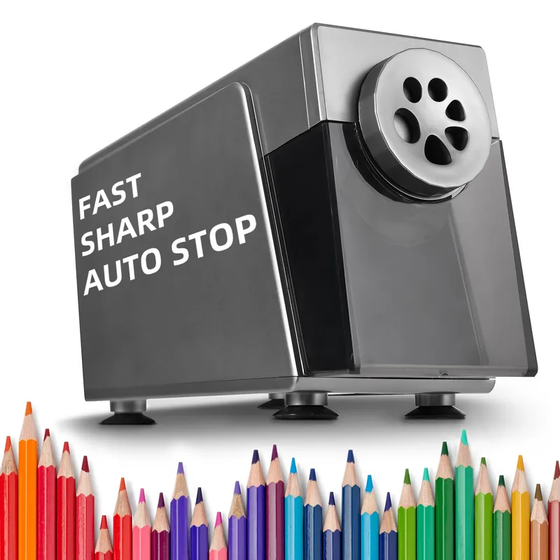 ZMOL Heavy Duty Electric Pencil Sharpener for Classroom, 6 Holes, Stronger Helical Blade, Auto Stop, Plug in, Suitable for 6-12mm No.2/Colored Pencils