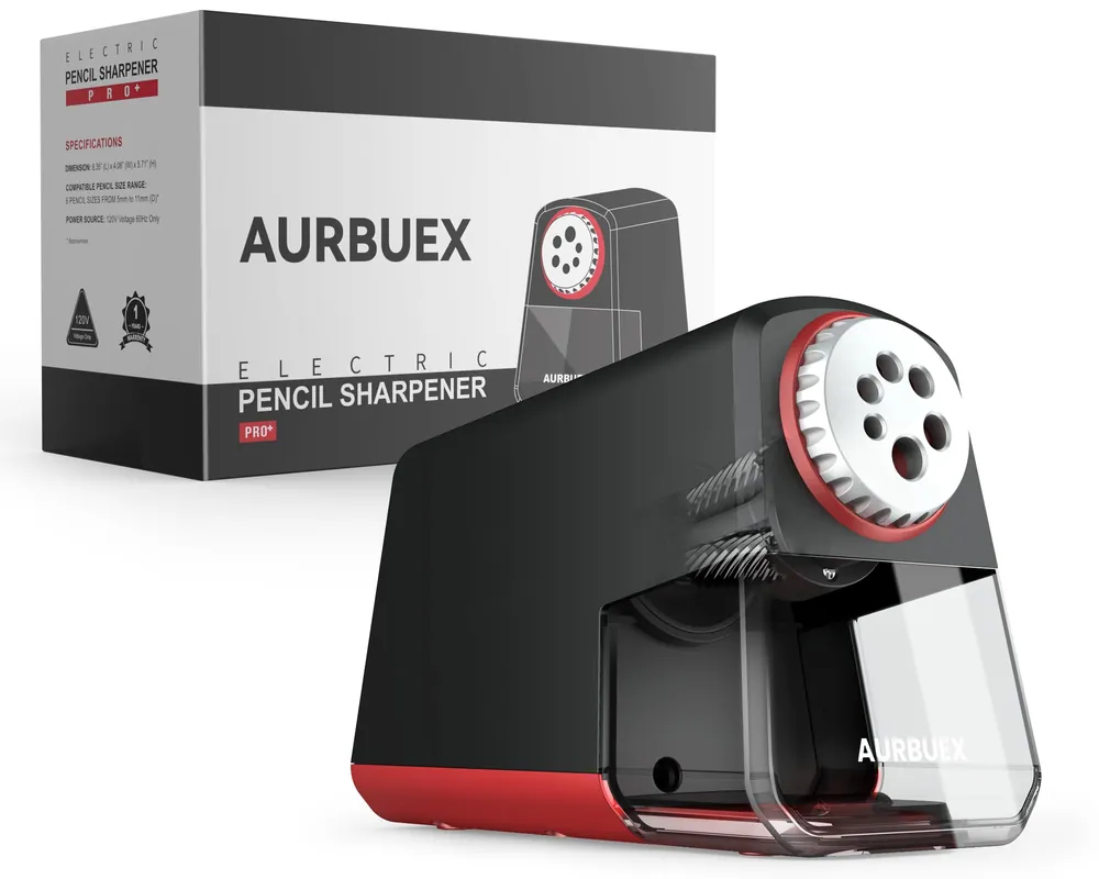 Aurbuex Heavy Duty Electric Pencil Sharpener S280, 3s Fast Sharpening, Dual Cutter Design, Zinc Alloy Blade for 12,000+ Sharpening, Auto Start/Stop