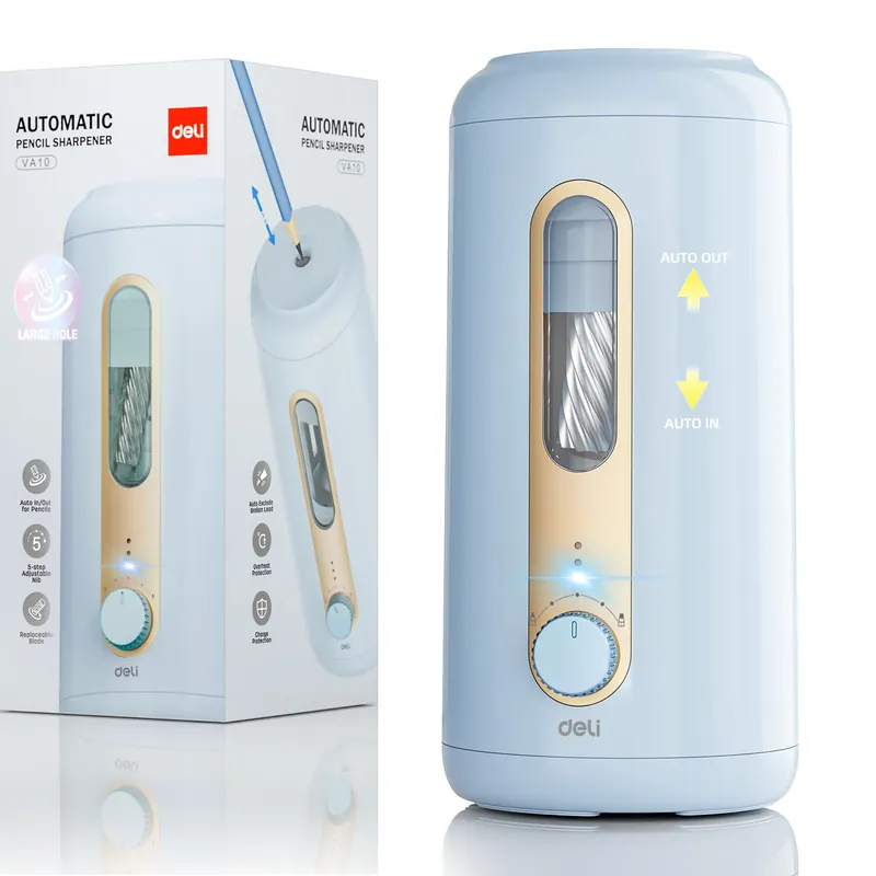 Electric Pencil Sharpener, Fully Automatic Pencil Sharpener, Auto in & Out, Rechargeable Hands-Free Pencil Sharpeners, Blue