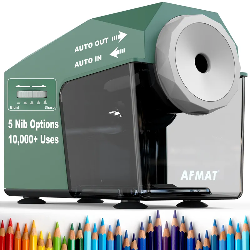 AFMAT Electric Pencil Sharpener, Fast & Hands-Free, 10,000+ Uses, 5 Nibs, Fully Automatic Pencil Sharpener for Classroom, PSC4(Green)