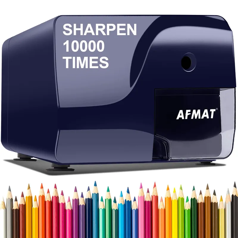 AFMAT Electric Pencil Sharpener Heavy Duty, Colored Pencil Sharpeners for 6-8mm Pencils, Fast Sharpen in 3-5s, Blue