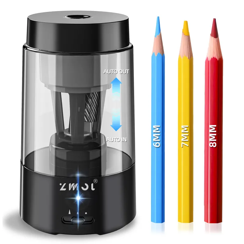 ZMOL Fully Automatic Pencil Sharpener for Classroom, Hands-Free, Battery Operated Rechargeable Electric Colored Pencil Sharpeners