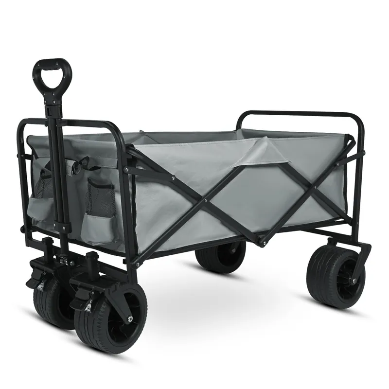Yesker Foldable Wagon - 300lbs Collapsible Garden Carts with All Terrain Wheels for Outdoor Camping Sports Shopping Gardening (Gray)