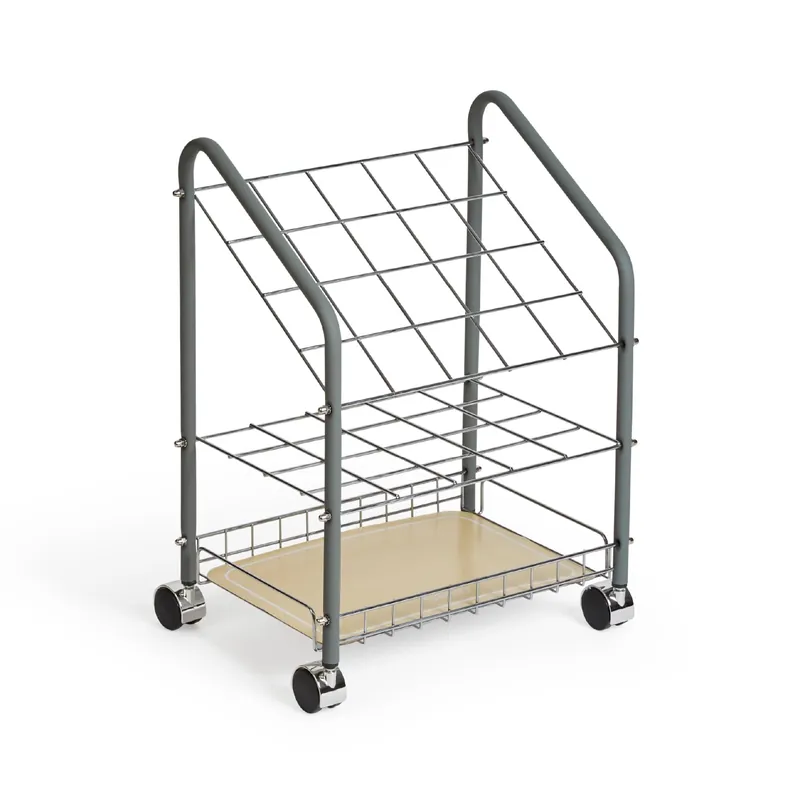 Safco Tubular Steel Wire Roll File Cart, Document and Blueprint Holder, 20 Compartment, Rolling Organizer Cart for Architectural Drawings