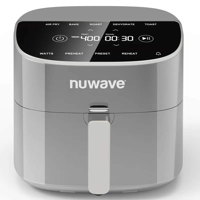 Brio Plus 8 Qt Air Fryer, PFAS Free, New & Improved, Digital Touch Screen, Cool White Display, 50°F~400°F, 3 Wattages 700, 1500, 1800