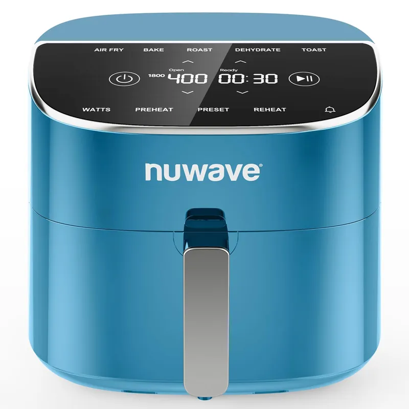 Brio Plus 8 Qt Air Fryer, PFAS Free, New & Improved, Digital Touch Screen, Cool White Display, 50°F~400°F in Precise 5°, 5 Cook Functions
