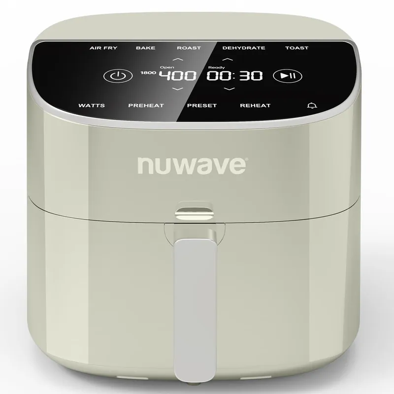 Nuwave Brio Plus 8 Qt Air Fryer, PFAS Free, New & Improved, Digital Touch Screen, Cool White Display, 50°F~400°F