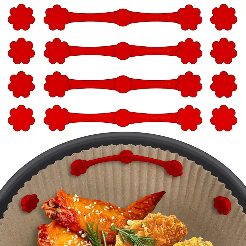 12Pcs Air Fryer Magnets For Parchment Paper,Air Fryer Liner Magnet Silicone Buckle For Holding Down Lock Liners Disposable Safely