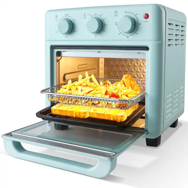 Novaspark Air Fryer Toaster Oven Combo, Retro Convection Oven Countertop,16QT Small Toaster Oven, 4-slices or 9" Pizza, Blue