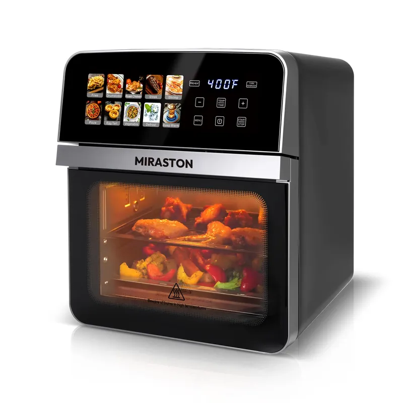 MIRASTON 10QT Air Fryer Toaster Oven Combo with 10 Presets, Family Size Compact Oven for Roasting Whole Chicken/Double Cooking