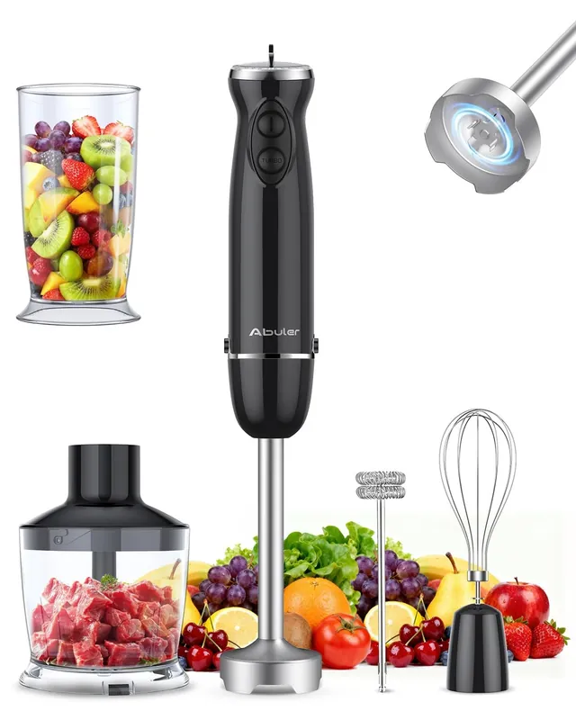 Immersion Blender Handheld Hand Blender, 1000W 5 in 1 Hand Mixer Stick, BPA-Free 12 Speed Handheld Blender 304 Stainless