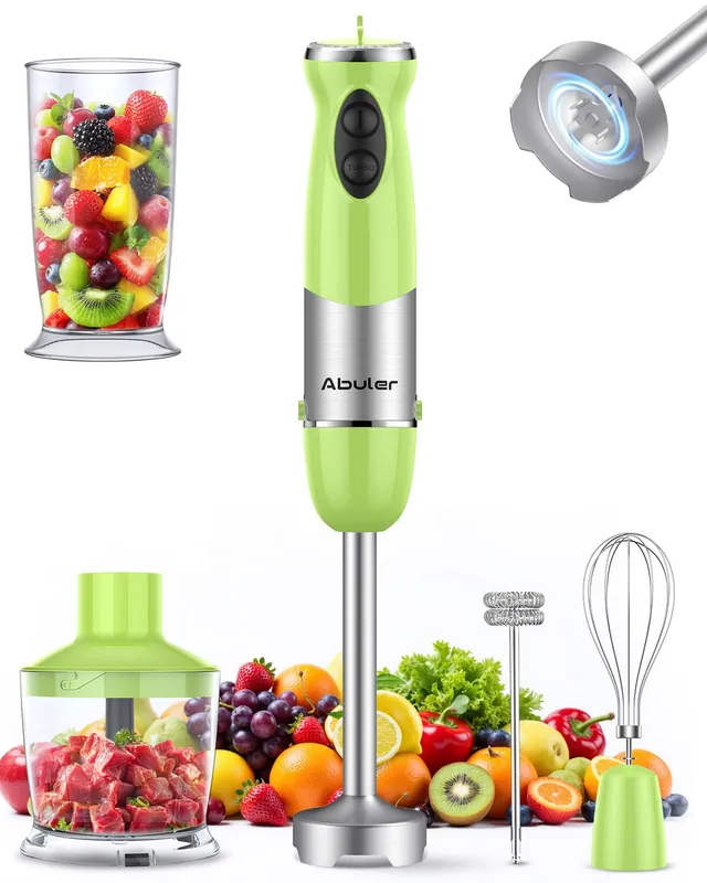 Immersion Blender Handheld 1000W 5 in 1 Corded Stick Hand Blender Kitchen with 12 Speed, BPA-Free, Mixing Beaker, Chopper