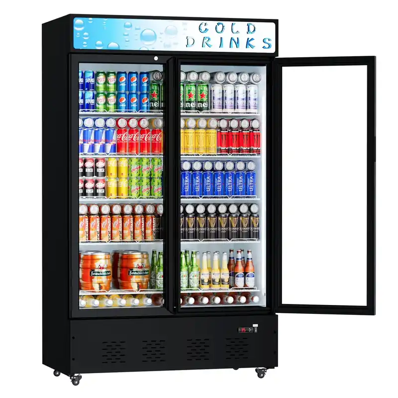 Ferueo Commercial Beverage Refrigerator, 40 Cu.ft.Display Fridge Glass Door Upright Display Door with Adjustable