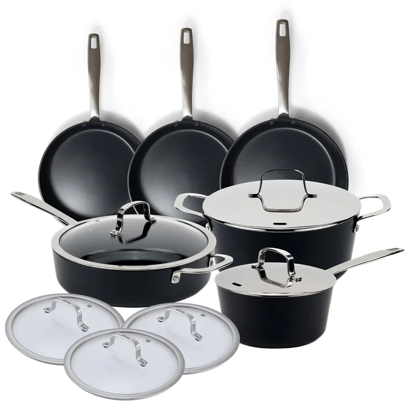 Alva Maestro 12-Piece Ceramic Nonstick Cookware Set – Made Without PTFE, PFOA, PFAS, Non-Toxic Pots & Pans with Lids