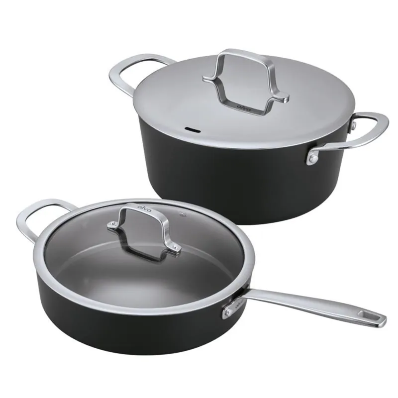 Alva Maestro 2-Piece Ceramic Nonstick Cookware Set – 4QT Sauté Pan + 4.5QT Stock Pot + Lids – No PTFE, PFOA, PFAS, Induction & Oven Safe to 400°F