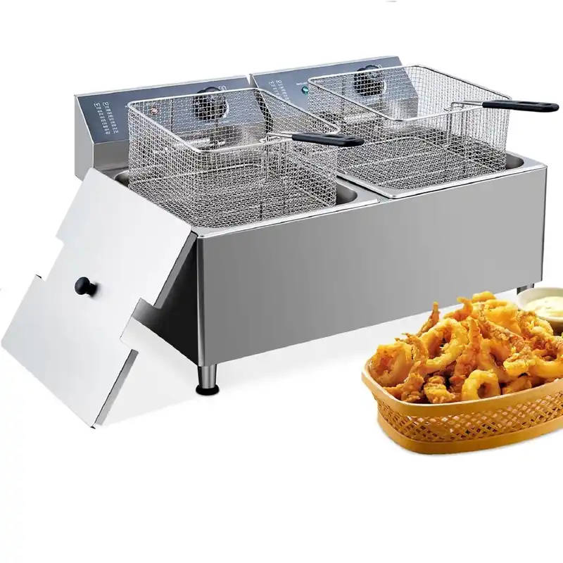 Deep fryers Commercial Deep Fryer 11 L x 2, Large Dual Tank Electric Countertop Fryer for Restaurant