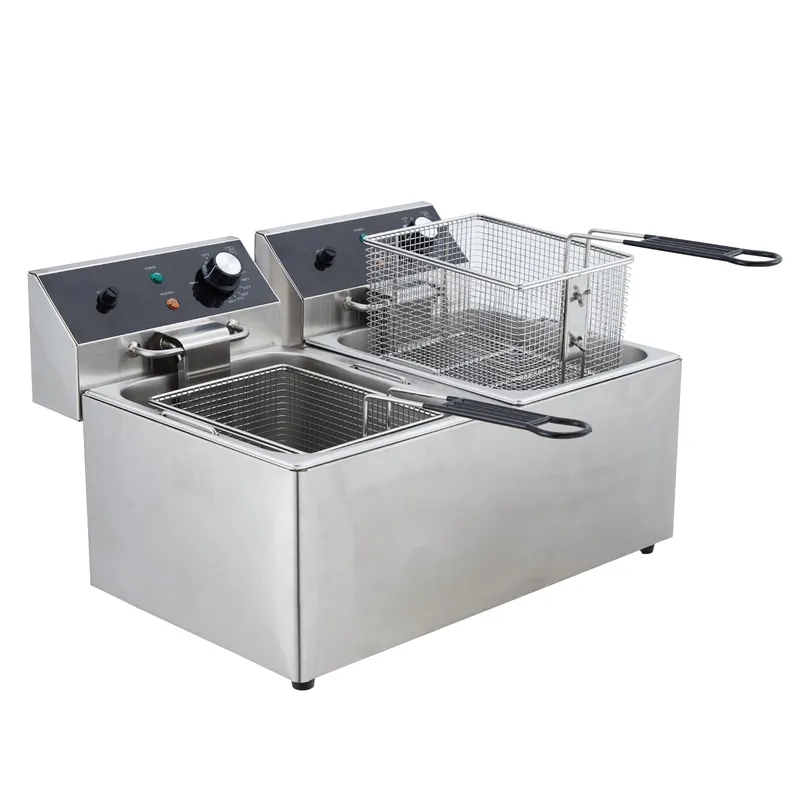 GarveeHome Commercial Deep Fryer - 12 L x 2 Dual Tank, 24 L /25 QT Capacity, 3600W, 110V, with 2 Frying Baskets, Countertop Deep Fryer with Temperature Control, Perfect for Kitchen & Restaurant