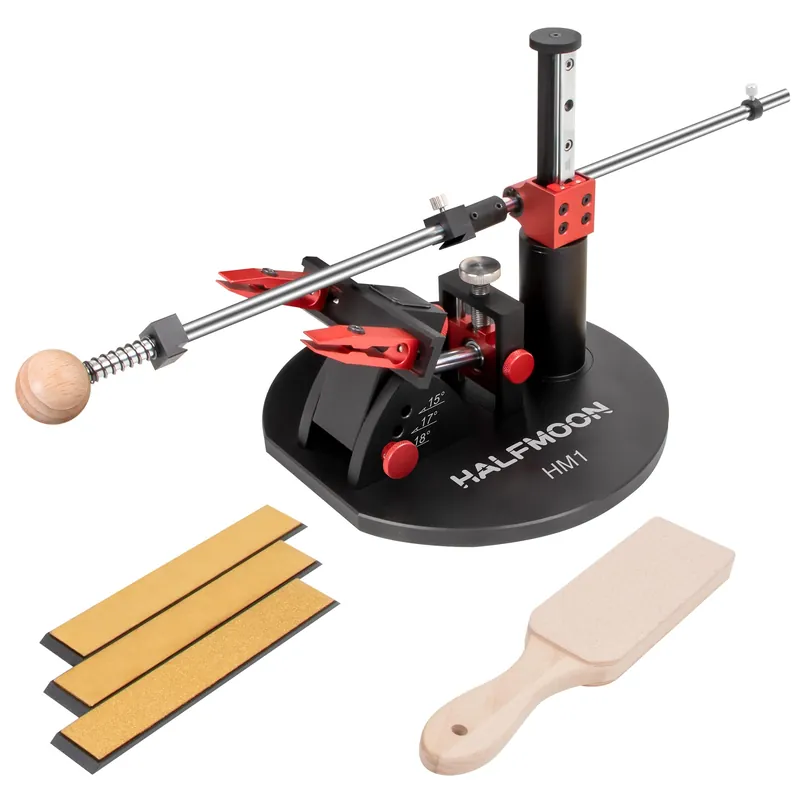 Professional Precision Adjust Knife Sharpener Set with 3 Grit Abrasive Stones (240/600/1000) - Ideal for Folding, Kitchen, Hunting & Pocket Knives