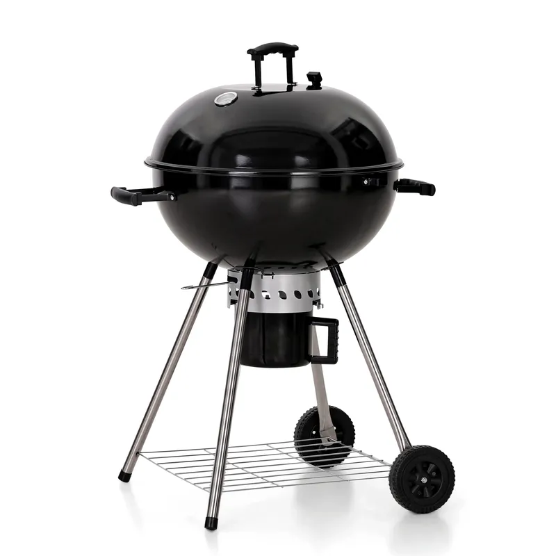 MFSTUDIO 22" Master Kettle Charcoal Grill, Premium Outdoor Barbecue Grill with Thermometers, Porcelain-Enameled Lid & Ash Catcher, Black