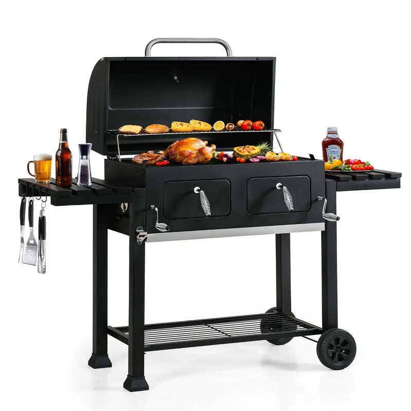 MFSTUDIO Multifunctional Extra Large 49 Inch BBQ Charcoal Grills with Temperature Control, Side Table and Easy Clean Ash Tray