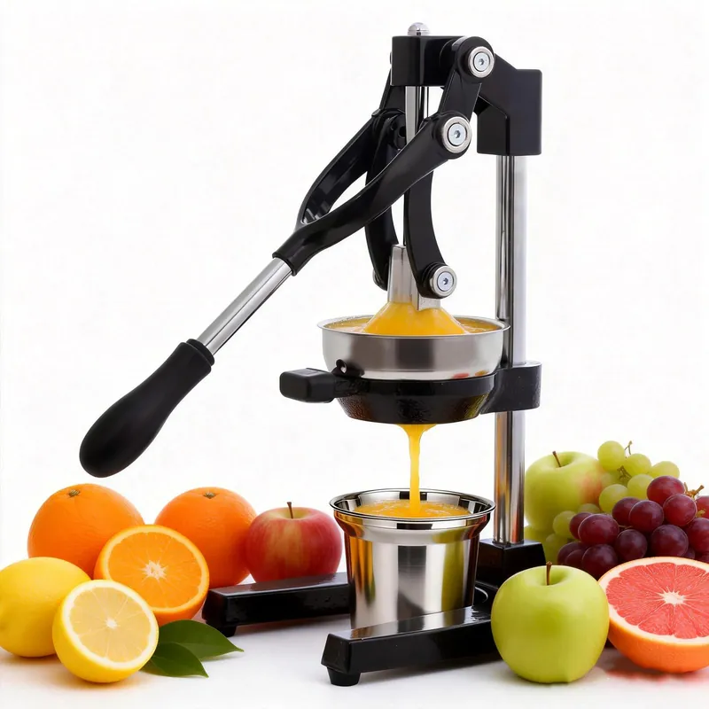 Cast Iron Juicer,nManual Juicer Hand Press, Professional Citrus Juicer, with Stainless Steel Cup, Easy to Use & Clean (Black)