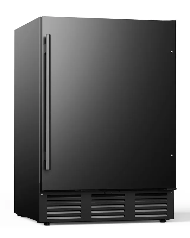 24 Inch Beverage Refrigerator, 180 Can Under Counter Fridge, Stainless Steel Beer Fridge (Black)
