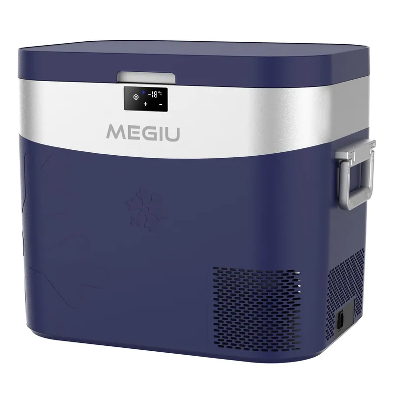 Megiu Car Refrigerator Portable Car Fridge 12V Refrigerator 23 Quart (22 Liter) Freezer Compressor Cooler 12V/24V DC -0.4℉~+59℉ (Blue)