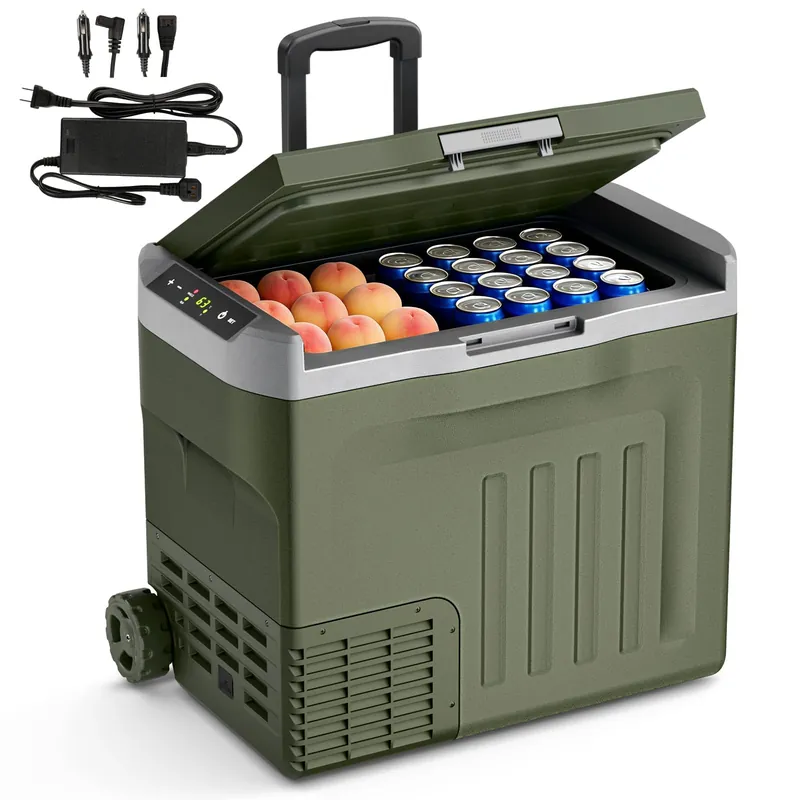 Antarctic Star 12 Volt Refrigerator,43QT(40L)Electric Cooler Compressor, Portable Refrigerator -4℉~68℉,Car Fridge, GREEN