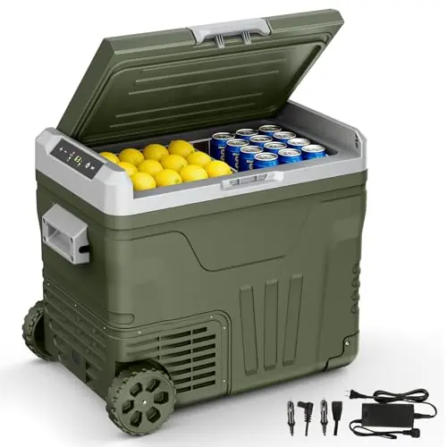 Star 12 Volt Refrigerator,53QT(50L)Electric Cooler Compressor, Portable Refrigerator -4℉~68℉, GREEN