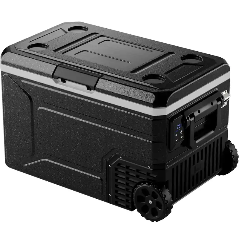 EKOJUCE 12V Refrigerator, 69 Quart Electric Cooler, 12V/24V DC 100~240V AC, 12v cooler -4℉~68℉, Portable Freezer with Wheels