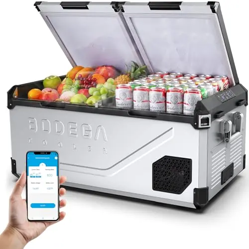BODEGACOOLER 12 Volt Car Refrigerator, 79 Quart(75L) Portable Freezer Car Fridge Dual Zone With APP Control