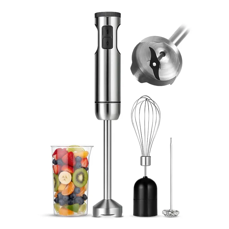 TEGH Immersion Blender Handheld, 8-Speed 4-in-1 Stainless Steel Hand Blender Stick Electric Hand Mixer & Food Processor