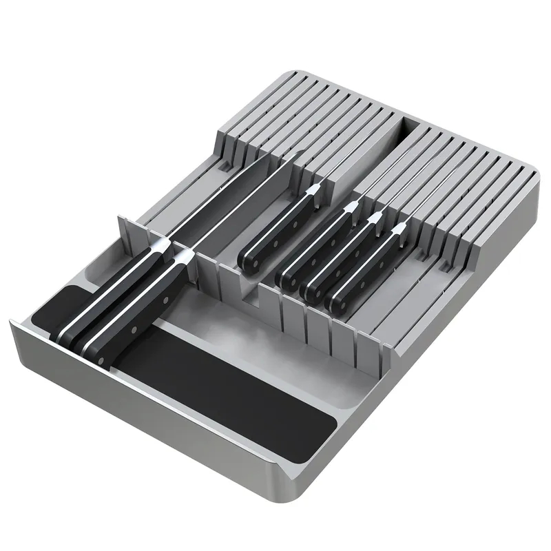 NIUXX Knife Drawer Organizer, Large Capacity In-Drawer Knife Block Set Holds 20 Knives and 1 Sharpening Steel (Not Included), Suitable for Knife Organizer for Kitchen Drawer
