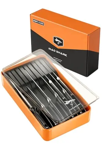 MAD SHARK 2-in-1 Detachable Knife Block & Silverware Organizer, Drawer Knife Holder for 10 Knives, No Knives