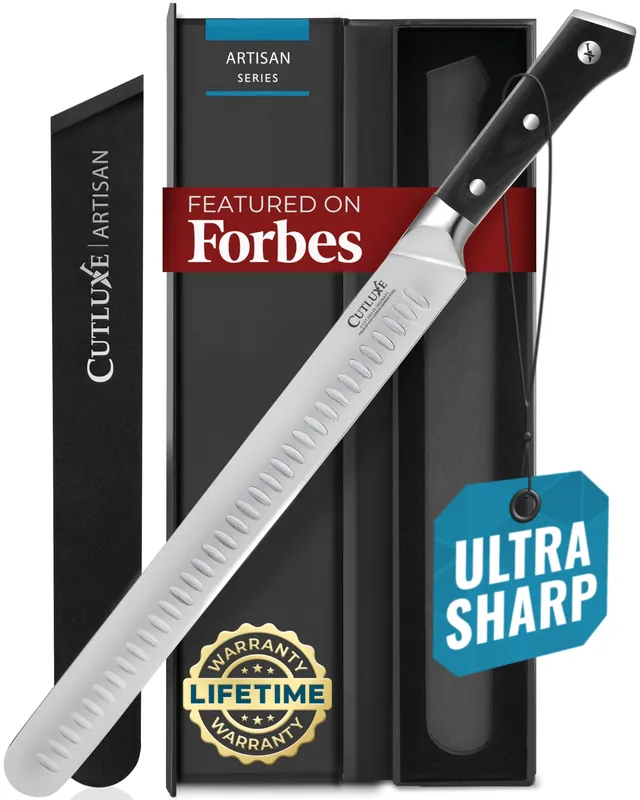Cutluxe Brisket Knife – 12" Carving & Slicing Knife for Meat & BBQ – Razor Sharp German Steel, Sheath Included, Ergonomic Full Tang Handle