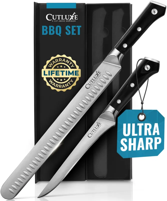 Carving Knife Set for BBQ & Brisket – Razor Sharp German Steel Slicing and Boning Knife for Meat Cutting, Full Tang & Ergonomic Handle – Artisan Series